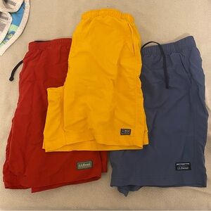 L.L. Bean Men's Athletic Shorts - Vibrant Red, Sunny Yellow, Classic Blue